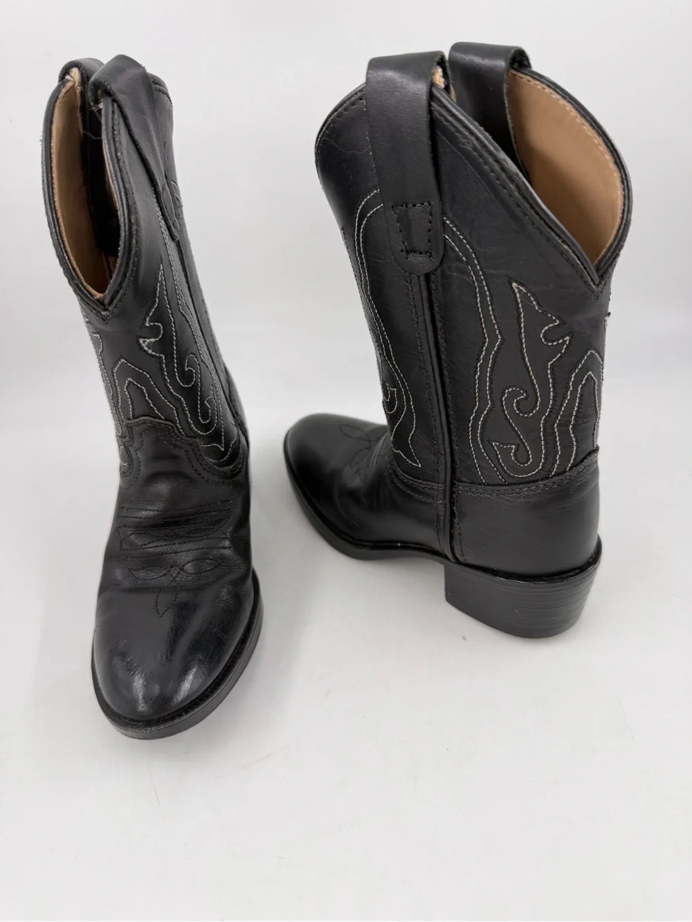 NEW! Pocono Western Kid’s Black Leather Embroidered-SZ 8.5C-Western Cowboy Boots